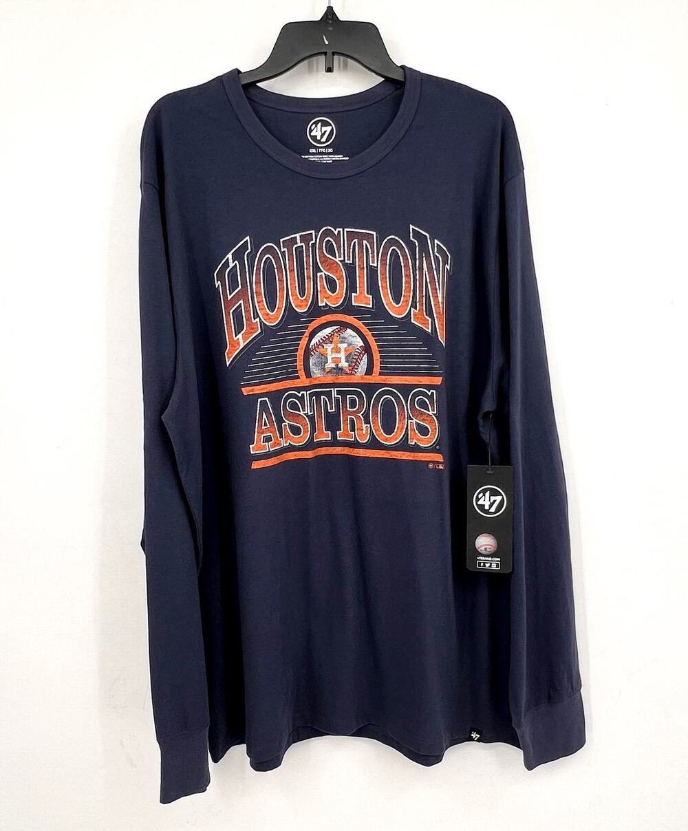 47 BRAND Men's Houston Astros Logo T-Shirt XXL Atlas Blue Long Sleeve NWT